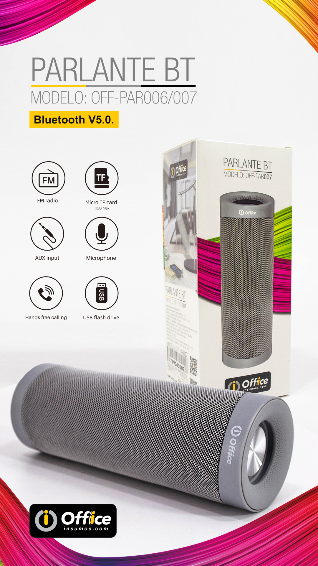 PARLANTES AUDIO BT ALIM BATERIA OFF-PAR007 GRIS